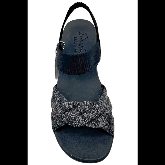Skechers Women's Braided Slingback Wedges Lovely Outing Black - Medium - Picture 2 of 3